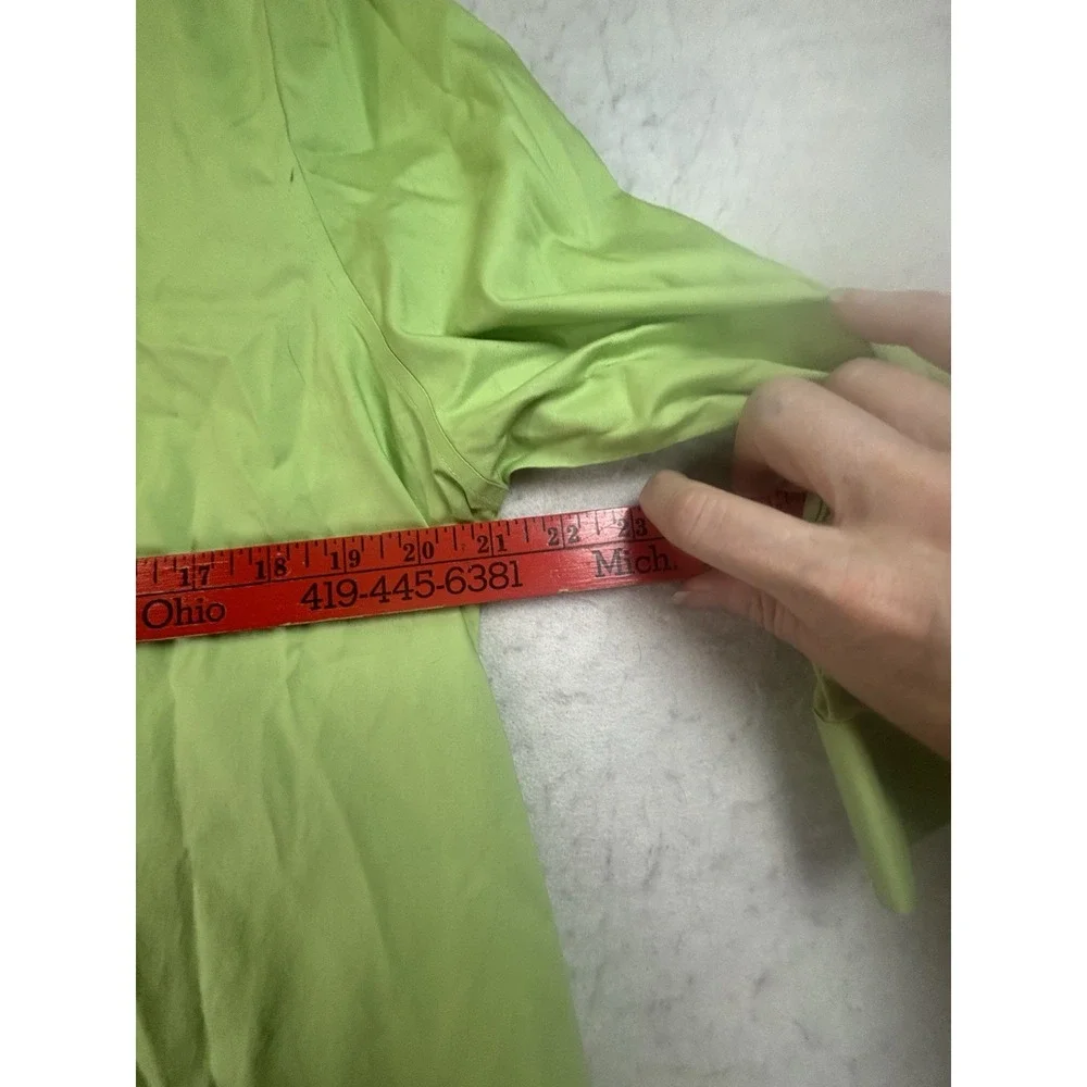 CHICO'S Button Up Blouse Top Size 2 /Large Apple Green Cotton 3/4 Sleeve